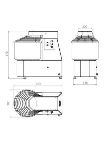Mezclador espiral - Capacidad 18 kg / litros 23...