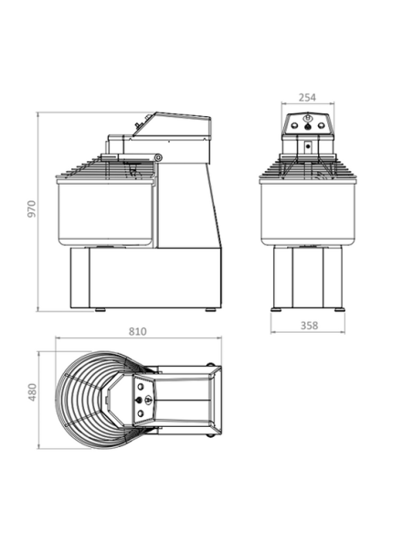 Spiral mixer - Capacity 40 kg / liters 49 - cm 48 x 81 x 97 h