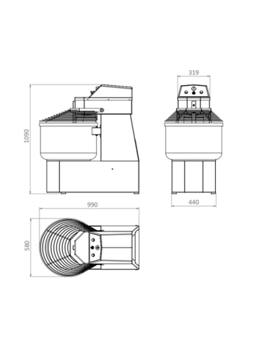 Spiral mixer - Capacity 60 kg / liters 85 - cm...