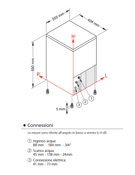 Ice maker - Production kg 20/24 h - cm 35.5 x 40.4 x 59 h