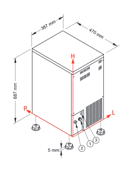 Fabbricatore di ghiaccio - Produzione kg 30/24 h - cm 38.7 x 47 x 68.7 h