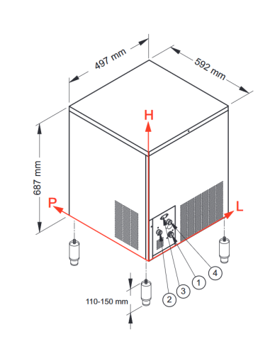 Fabbricatore di ghiaccio - Produzione kg 38/24...