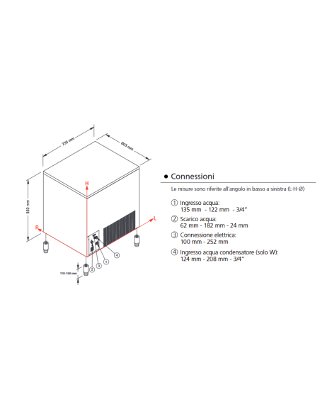Fabricador de hielo - Producción kg 70/24 h - cm 73.5 x 60.3 x 85 h