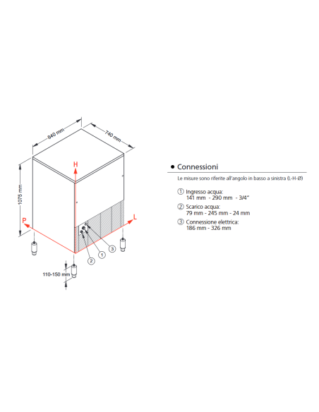 Fabricador de hielo - Producción kg 130/24 h - cm 84 x 74 x 107.5 h