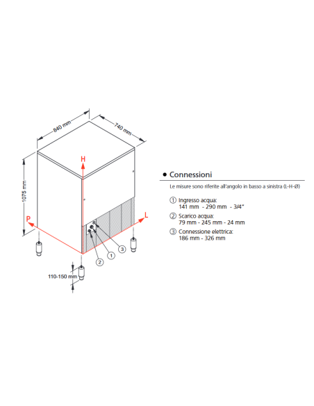 Fabbricatore di ghiaccio - Produzione kg 150/24 h - cm 84 x 74 x 107.5 h