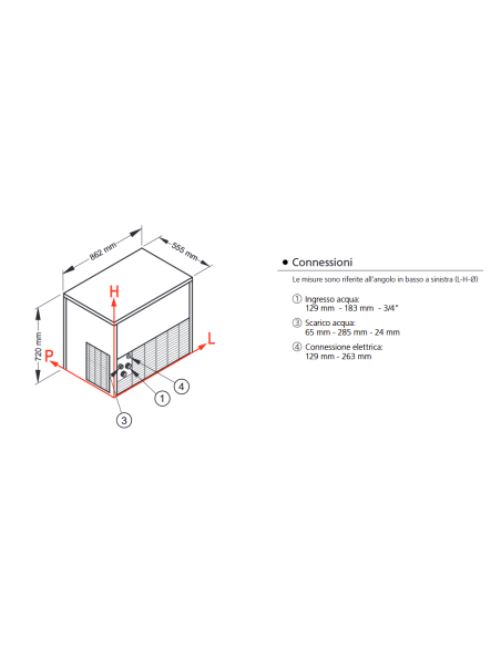 Ice maker - Production kg 160/24 h - Cm 86.2 x 55.5 x 72 h