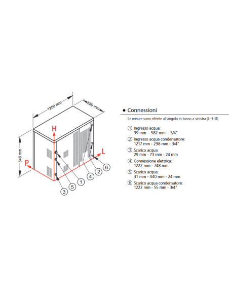Fabbricatore di ghiaccio - Cubetti pieni - Produzione kg 300/24 h - cm 125 x 58 x 84.8 h