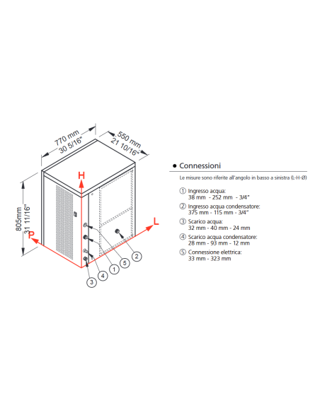 Fabricador de hielo - Producción kg 400/24 h - cm 77 x 55 x 80.5 h