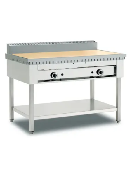 Cocina a gas de 6 piadinas con estructura abierta y encimera de piedra refractaria - cm 95 x 73 x 96 h