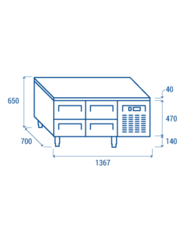 Refrigerated table - N. 4 drawers - cm 136.7 x...