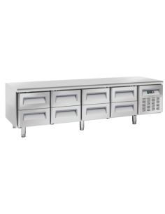 Tavolo refrigerato - N. 8 cassetti - cm 223.9 x 70 x 65 h