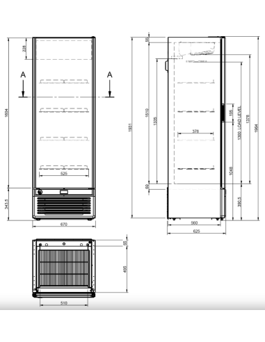 Refrigerated display case glass door -...