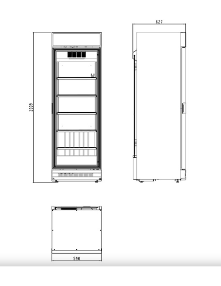 Vetrina refrigerata porta a vetro - temperatura +0° +7°C - Cm 59 x 62.9 x 200.6 h