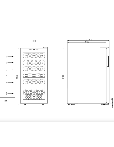 Refrigerated wine display case - Single...