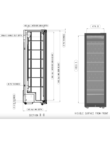 Refrigerated display case glass door -...