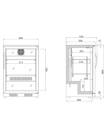 Refrigerated display case glass door -...