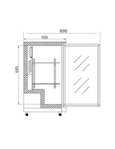 Vitrina refrigerada con puerta de cristal - temperatura -1° +7°C - Cm 90 x 50 x 86 h