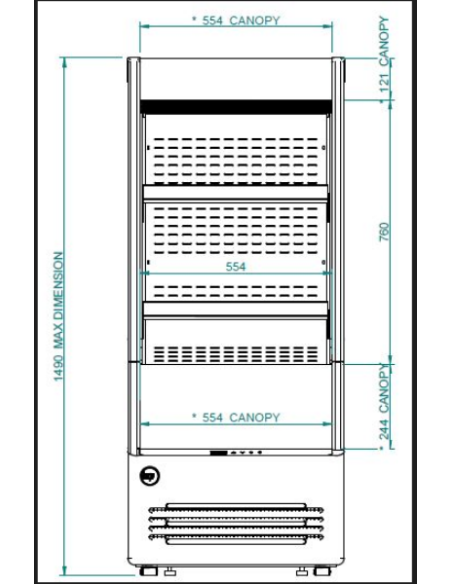 Refrigerated display case glass door - temperature -1° +5°C - Cm 133.5 x 50 x 86 h