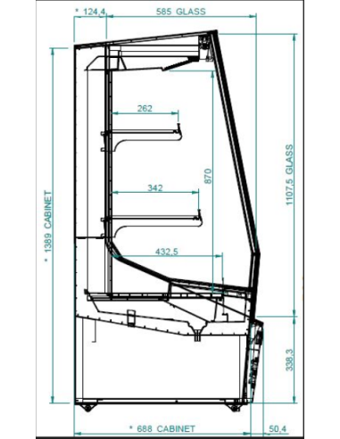 Refrigerated display case glass door -...