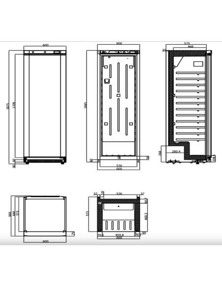 Refrigerated Cabinet - Temperature -1°C +5°C - Cm 60 x 64.3 x 187.5 h