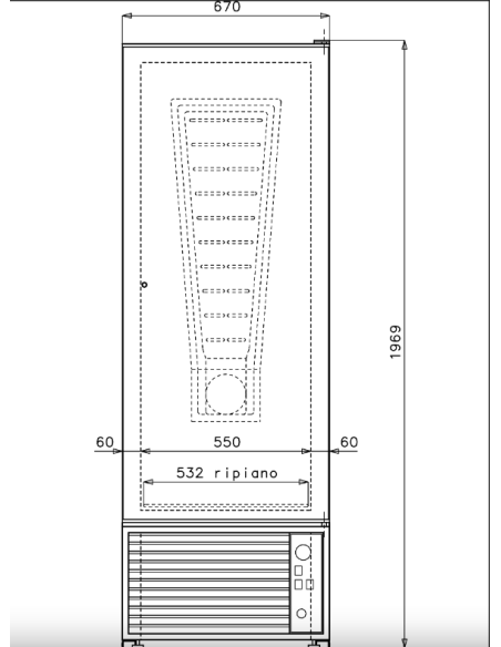 Refrigerated Cabinet - Temperature -1°C +5°C - Cm 67 x 87.1 x 196.9 h