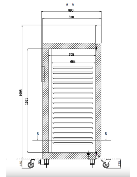 Refrigerated Cabinet - Temperature -1°C +7°C - Cm 140 x 82.3 x 204.5 h