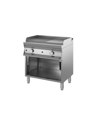 Frytop a gas armadiato con piastra ½ liscia ½...