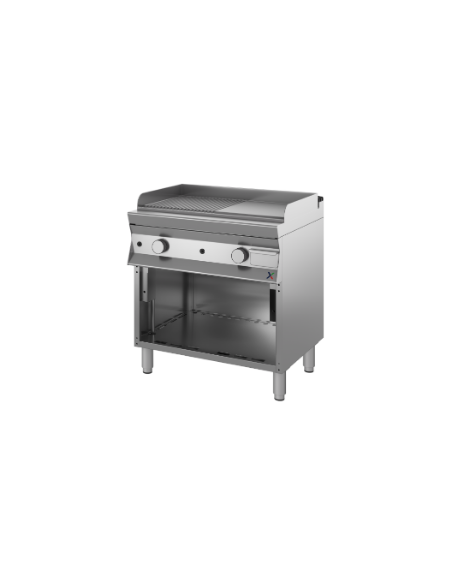 Frytop a gas armadiato con piastra ½ liscia ½ rigata doppia - cm 80 x 90 x 90 h