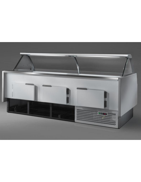 Banco alimentare - Frontale Basso - Ventilato - Vetro curvo - cm 296 x 99.8 -119.1 h