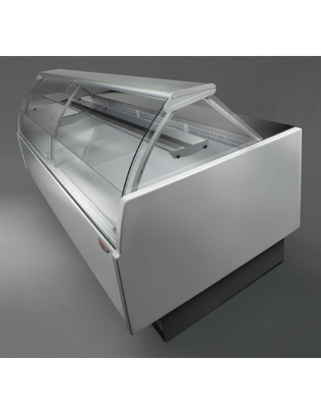 Mostrador Alimentación - Frente Bajo - Ventilado - Cristal Curvo - cm 296 x 99.8 -119.1 h