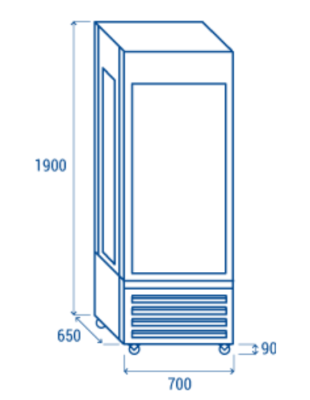 Vetrina refrigerata - Capacità 440 Lt. - cm 70 x 65 x 190 h