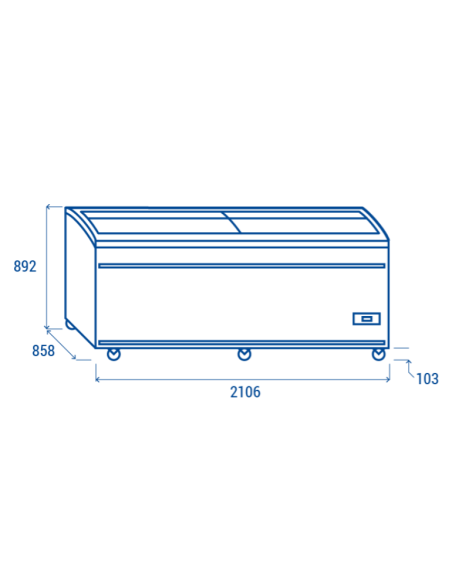 Supermarket Island Freezer - Capacity 905 liters - cm 210.6 x 85.5 x 89.2 h