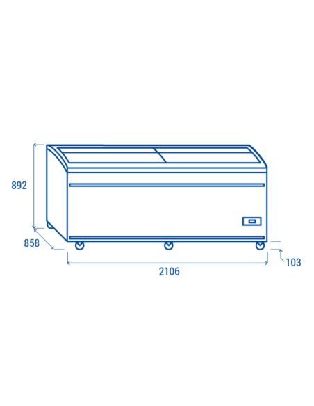 Congelador de isla para supermercado - Capacidad litros 905 - cm 210,6 x 85,8 x 89,2 h