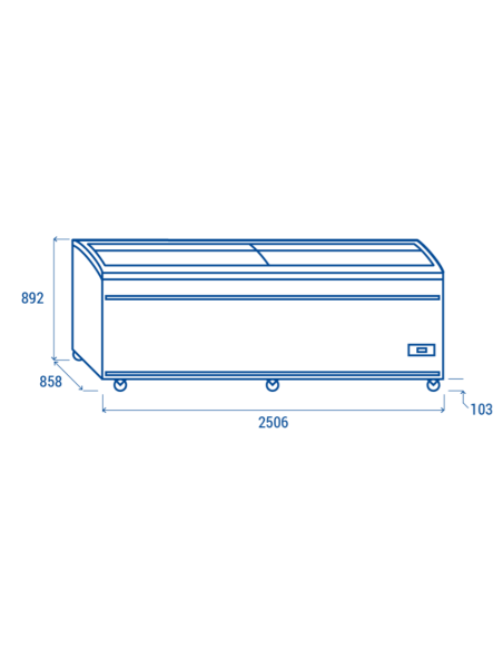 Congelador de isla para supermercado - Capacidad litros 1100 - cm 250,6 x 85,8 x 89,2 h