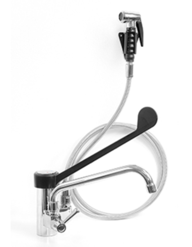 Tap single-hole with oven wash shower - Plastic clinical lever - Swivel spout