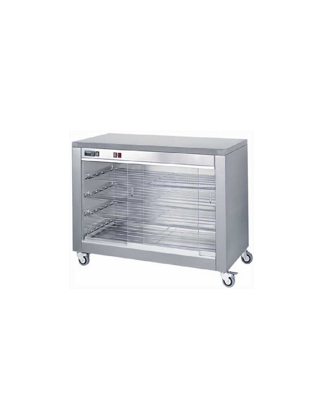 Supporto in acciaio inox caldo - secco con vetri scorrevoli e ruote - Cm 119 x 48 x 84 h