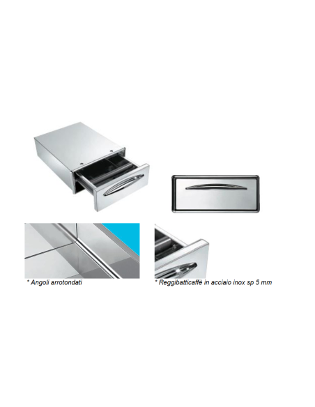 Cassetto battifondi caffè - Foro cm 35 x 14 h - Profondità  cm 45.6