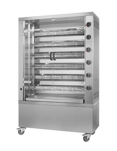 Asador - Eléctrico - N° 6 palas - N° 36 pollos máx. - cm 119 x 48 x 136 h