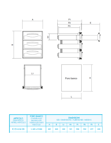 Chest of drawers 1/3 for Refrigerated counters...