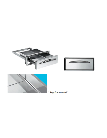 Cassetto di Servizio - Foro cm 35 x 14 h - con Angoli Arrotondati - Profondità cm 44,4