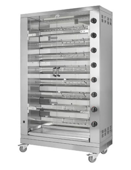 Asador - Eléctrico - N° 8 palas - N° 48 pollos máx. - cm 119 x 48 x 172 h