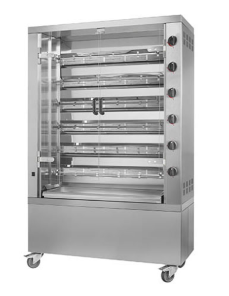 Asador - A gas - N° 6 palas - N° 36 pollos max - cm 119 x 48 x 136 h