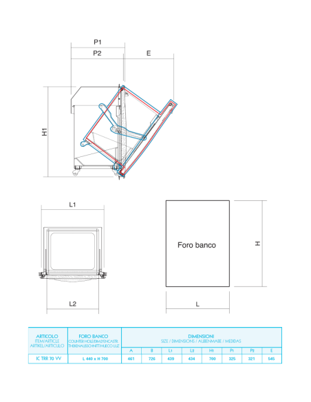 Solid Waste Hopper with Swing Lid - cm 44 x 70 h