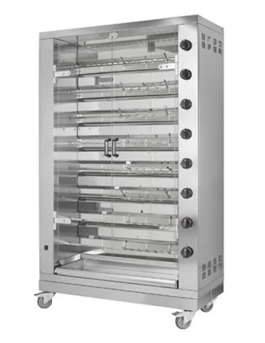 Asador - A gas - N° 8 palas - N° 48 pollos max - cm 119 x 48 x 172 h