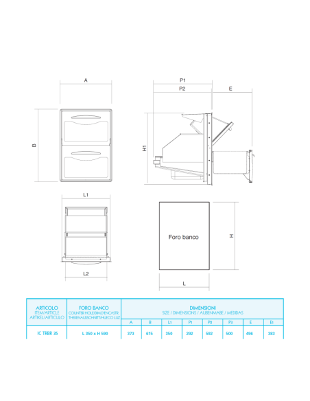 Tramoggia fondi caffè con Battifiltro - Foro cm 35/44 x 27.3/30.5 h