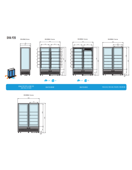 Pastry Display Case - Temp +4°C / +10°C - Capacity lt 800 - 10 Shelves in Grids - cm 136.5 x 69.5 x 187.5 h
