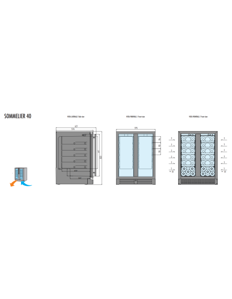 Wine exhibitor - Temperature +°+20°C - Cm 48,5 x 60 x 82 h