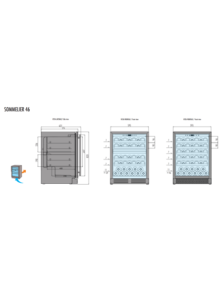 Espositore vino - Doppia zona temperatura +5°C+20°C / +5°C+20°C - Cm 59.5 x 57 x 82 h