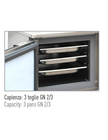 Abbattitore di temperatura 3 teglie GN 2/3 ( cm 35.4 x 32.5 ) - Cm 66 x 65 x 43 h