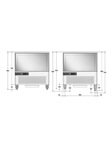 Enfriador rápido 4 bandejas GN 1/1 o cm 60 x 40 - cm 78,4 x 80 x 90 h